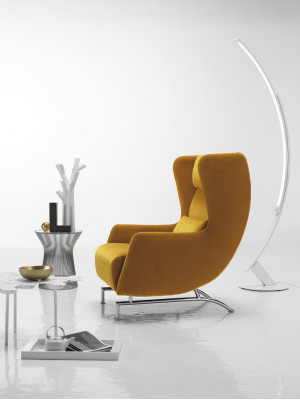 Armchair Seat Single-Seater Design Yellow Upholstery Living Room Furniture Wingback Chair Prianera