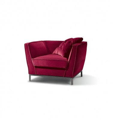 Luxury Single-Seat Armchair Red Upholstery Relax Design Italian Furniture Prianera New