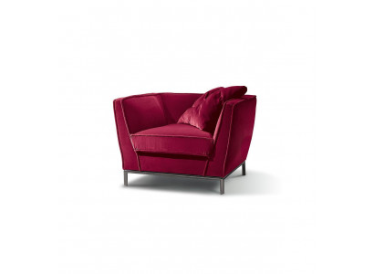 Luxury Single-Seat Armchair Red Upholstery Relax Design Italian Furniture Prianera New