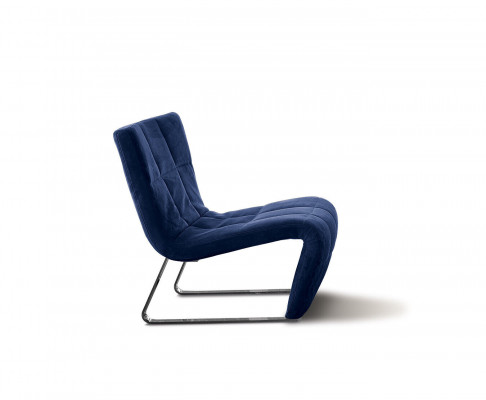 Chair without armrest luxury upholstery design furniture Italian style fabric blue