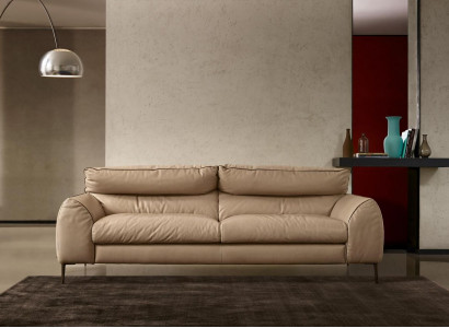 Living room leather sofa beige two-seater design sofas upholstered sofas 2-seat Prianera