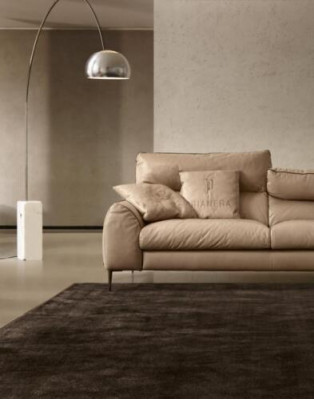 Living room leather sofa beige two-seater design sofas upholstered sofas 2-seat Prianera