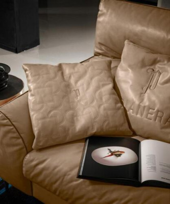 Living room leather sofa beige two-seater design sofas upholstered sofas 2-seat Prianera