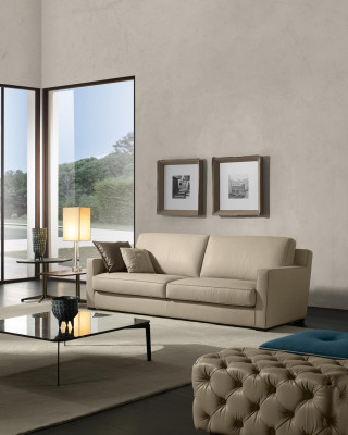 Design textile 3-seater gray couch elegant sofa padding Prianera living room