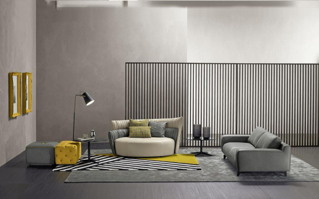 Round sofa two-seater sofa 2 seat design sofas upholstery Prianera seat leather couch
