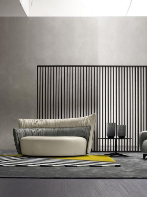 Round sofa two-seater sofa 2 seat design sofas upholstery Prianera seat leather couch