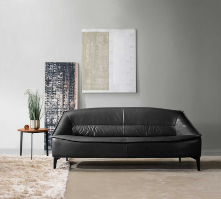Three-seater luxury sofa, 3-seater sofas seating, leather design couch, furniture style black.