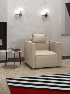 Armchair Single-Seater 1-Seater Upholstered Seat Designer Textile Seat Leather Modern Gray