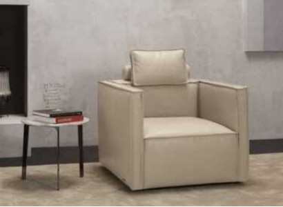 Armchair Single Luxury 1 Seat Upholstered Seat Design Beige Seat Leather Prianera New