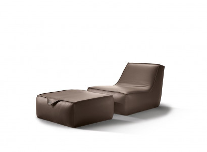 Designer armchair, stool, luxury single-seater, modern, gray leather, furniture, single-seater, Prianera.