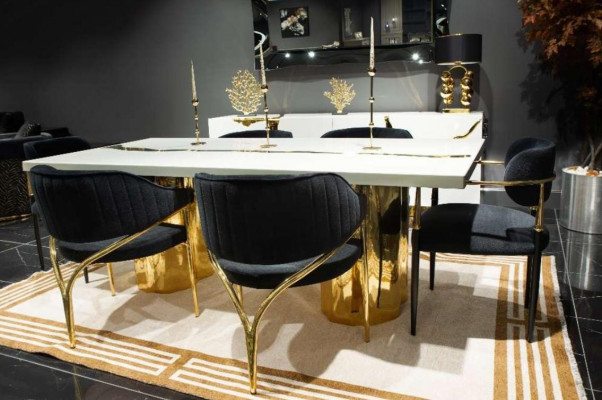 Dining room furniture dining set dining nook luxury dining table chairs white 9-piece wood