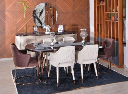 Complete dining room dining set dining corner table chairs brown set 7-piece wood