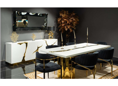 Dining room furniture, dining set, dining nook, luxury dining table, chairs, white 7-piece, wood