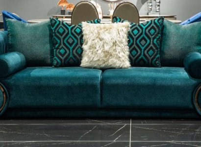 Three-seater fabric sofa, sofa, 3-seater upholstered sofa, modern design, green, new