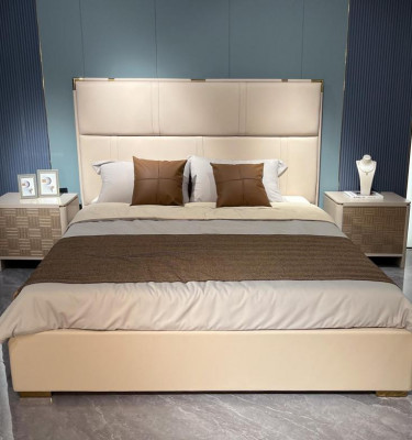 Bedroom set bed 2x nightstand design modern luxury beds 3-piece set