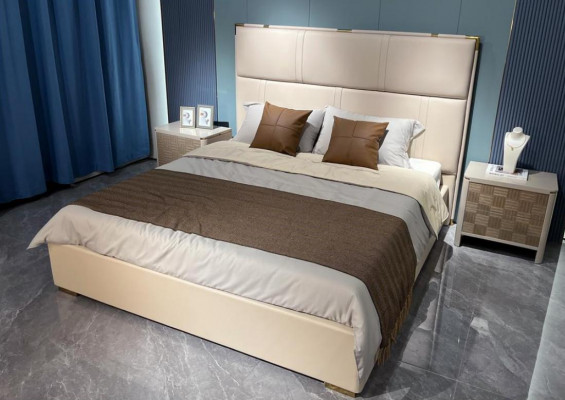 Bedroom set bed 2x nightstand design modern luxury beds 3-piece set