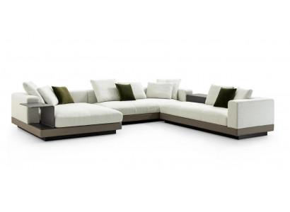 White sectional sofa, U-shaped, luxury style, modern living room sofa lounge.