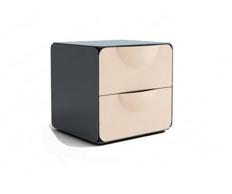 Beige nightstand with 2 drawers, bedroom night console, wooden console.