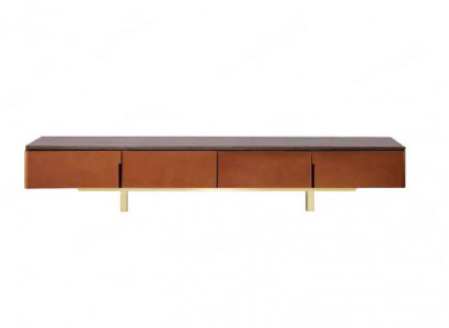 TV stand, orange, material: wood, style: modern, living room, 200cm, cabinets