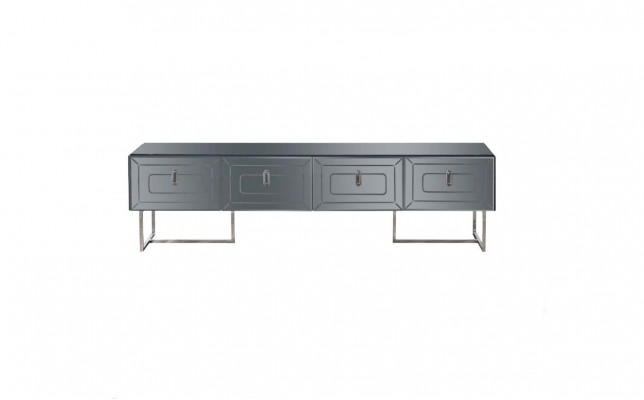 Gray Sideboard Exclusive RTV Cabinet Living Room Glass Cupboard 4-Door
