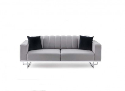 Light gray upholstered three-seater luxury sofas living room stylish couches