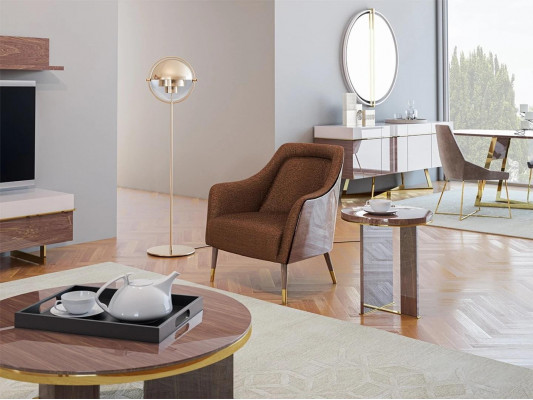 Luxury Brown Armchair Living Room Upholstered Seat Design Upholstered Furniture Modern Design