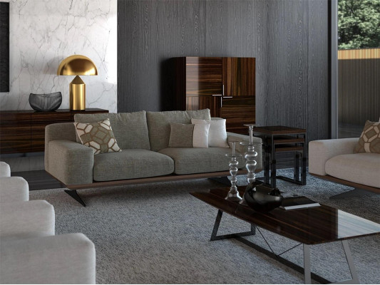 Modern upholstered sofa, two-seater sofa, couch, living room furniture, designer furnishings