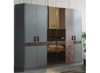 Gray large wardrobe bedroom wooden cabinets luxury furniture new