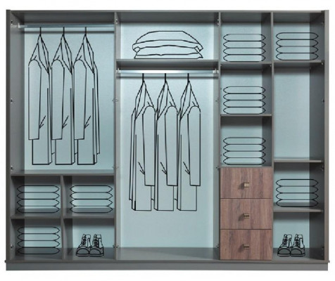 Gray large wardrobe bedroom wooden cabinets luxury furniture new