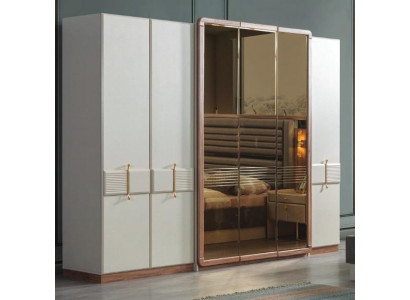 White wardrobe, designer wood cabinet, bedroom glass cabinet.