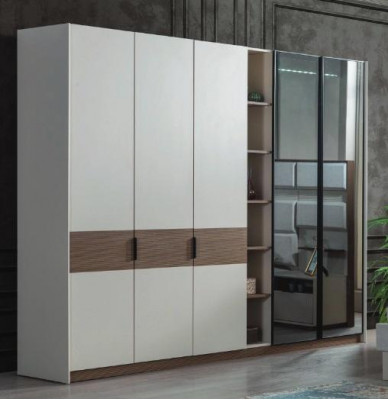 White bedroom wardrobe luxury modern closet with sliding doors