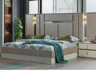 Beige bedroom furniture luxury beds designer nightstands furnishings