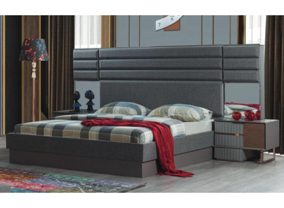 Bedroom furnishing luxury double bed designer bedside tables 3-piece set