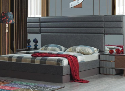 Bedroom furnishing luxury double bed designer bedside tables 3-piece set