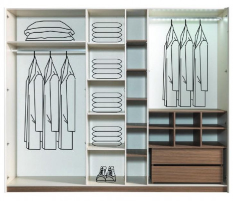 White bedroom wardrobe luxury modern closet with sliding doors