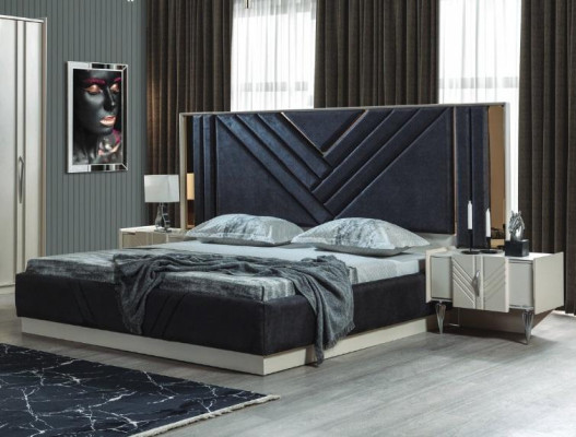 Blue bed designer bed frame bedroom furniture luxury nightstands