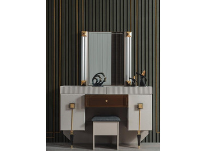 Modern bedroom wooden furniture dressing table stool mirror set