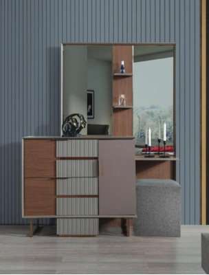 Modern bedroom set vanity table with mirror stool 3-piece set