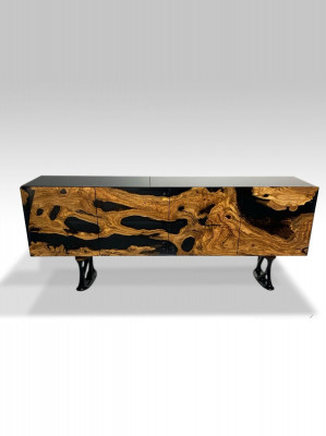 TV stand sideboard RTV lowboard living room epoxy resin wood brown