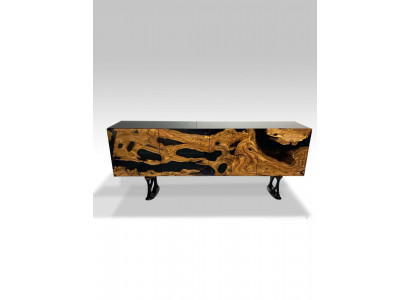 TV stand sideboard RTV lowboard living room epoxy resin wood brown