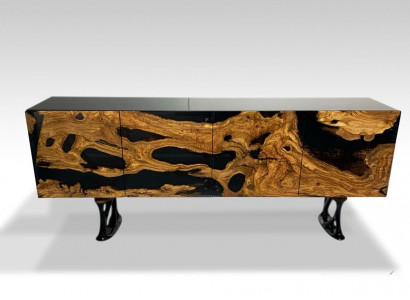 TV stand sideboard RTV lowboard living room epoxy resin wood brown