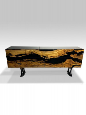 TV stand sideboard RTV lowboard living room epoxy resin wood brown