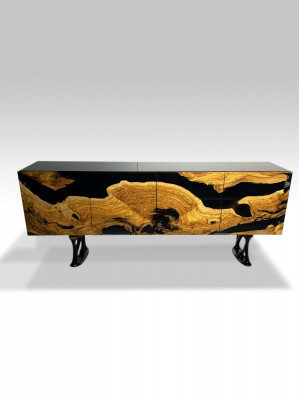 TV stand sideboard RTV lowboard living room epoxy resin wood brown