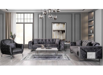 Sofa set 3+3+1 seater coffee table side table modern black completely new