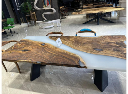 Large dining table epoxy resin kitchen table wood brown