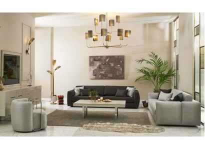 Complete sofa set, fabric sofa upholstered sofas, gray set 3-piece, new.