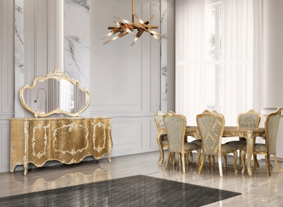 Dining room dining table 6x chairs table luxury tables classic dining group set 7-piece.