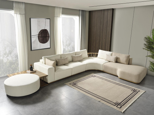 White Modern Corner Sofa L-Shaped Couch Luxury Upholstered Sofa Living Room Furniture