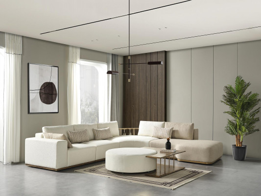 White Modern Corner Sofa L-Shaped Couch Luxury Upholstered Sofa Living Room Furniture