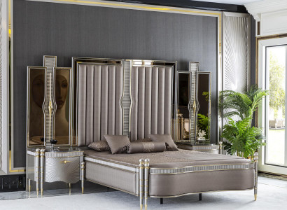 Bed Grey Beautiful Upholstery Design Luxury Double Bedroom Beds Furniture